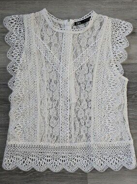 Zara Lace Trim Sleeveless Blouse